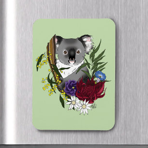 Magnet Flexible Nounours Koala Mignon Vert Flore Faune Australienn