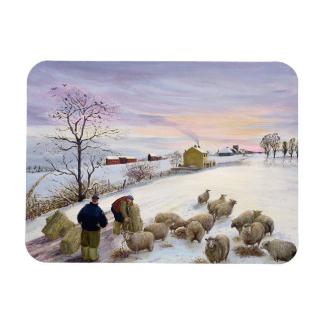 Magnet Flexible Nourrir des moutons en hiver (Horizontal)
