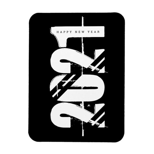 Magnet Flexible Nouvel An 2021 Noir et blanc Simple (Vertical)