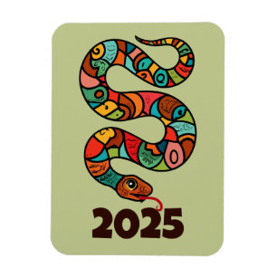 Magnet Flexible Nouvel An Chinois Du Serpent À Bois 2025