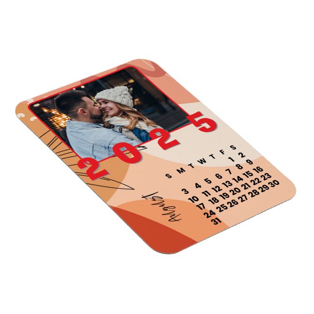 Magnet Flexible Nouvel An Mois Août 2025 Calendrier Famille Photo (Côté Droit)