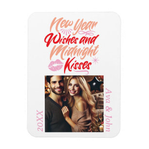 Magnet Flexible Nouvel an voeux et minuit baisers script photo