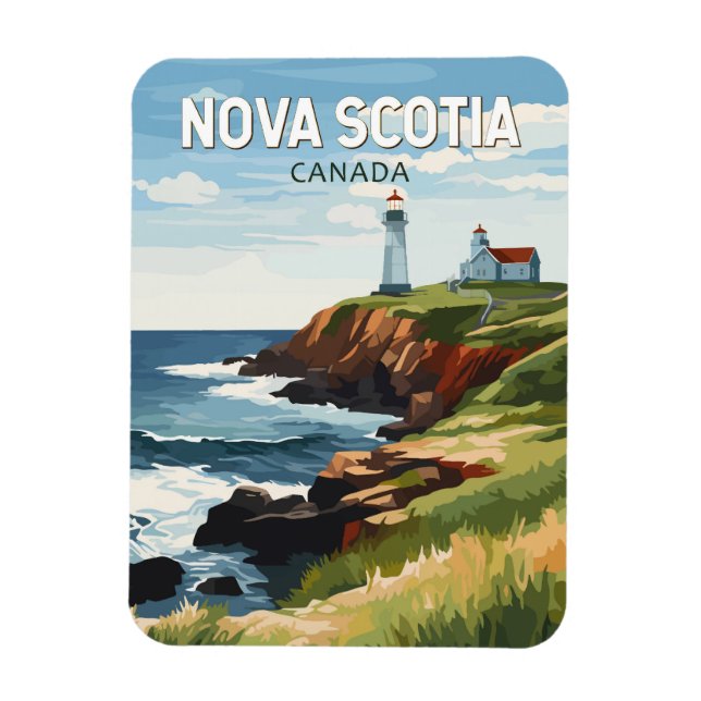 Magnet Flexible Nouvelle-Écosse Canada Travel Art Vintage (Vertical)
