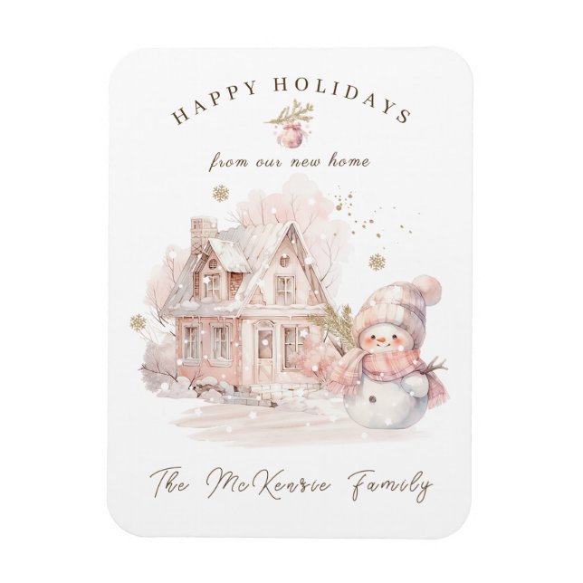 Magnet Flexible Nouvelle maison Pink Snowman Noël (Vertical)