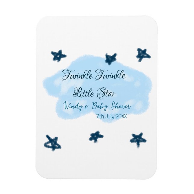 Magnet Flexible Nuages bleus scintillant Twinkle Little Star bébé  (Vertical)