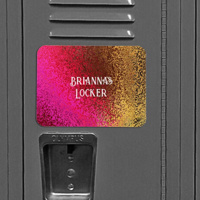 Magnet Flexible Nuances brillantes de rose et d'or Ajouter un nom (Shiny Shades of Pink & Gold Add Name Magnet)