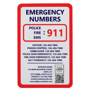 Magnet Flexible Numéros d'urgence pour entreprise