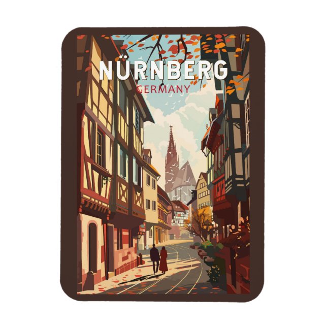 Magnet Flexible Nuremberg Allemagne Travel Art Vintage (Vertical)
