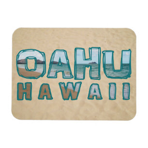 Magnet Flexible Oahu Hawaii Beach Texte Photo