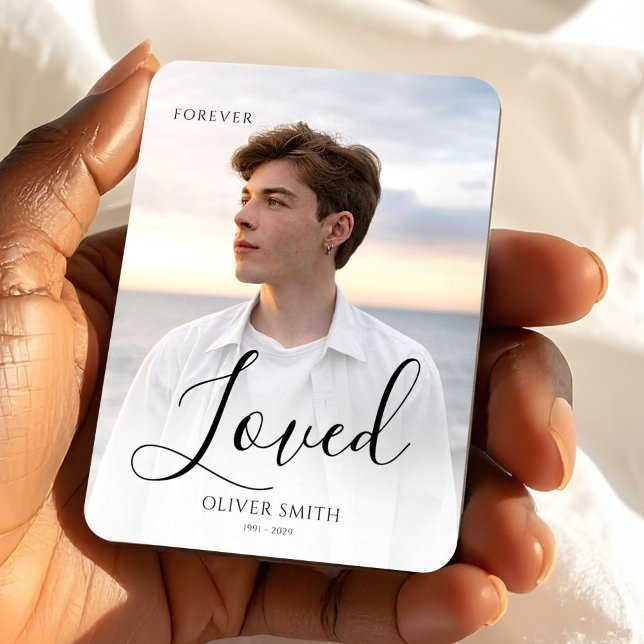Magnet Flexible Objet-souvenir de funérailles, Cadeau de souvenir  (Memorial Keepsake Photo Minimalist Forever Loved Magnet, Loss of Son, Sympathy Gift)