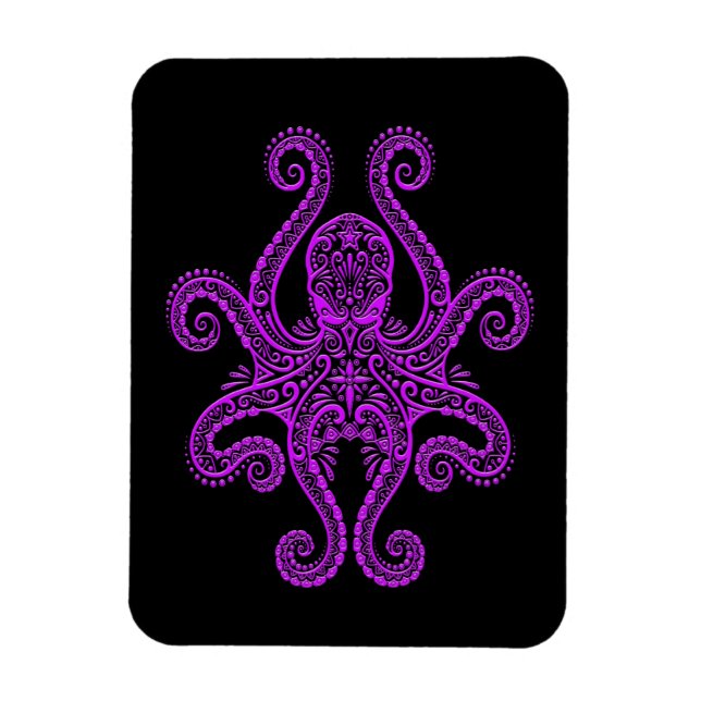 Magnet Flexible Octopus violet complexe sur noir (Vertical)