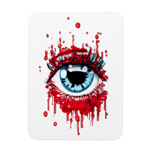 Magnet Flexible Oeil bleu goutte sang horreur art