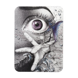 Magnet Flexible Oeil poisson et rêve main dessin surréaliste