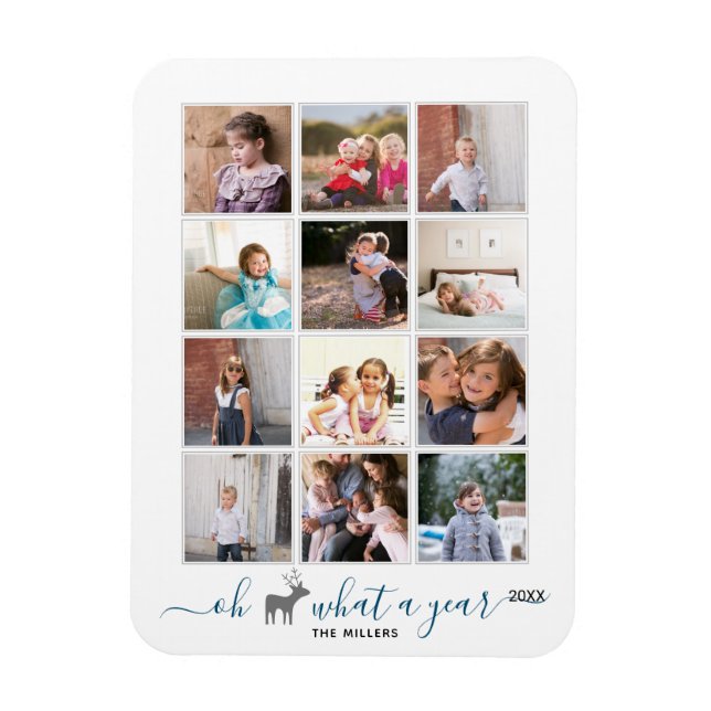 Magnet Flexible Oh cerf ce qu'un an dans avis photo collage bleu (Vertical)