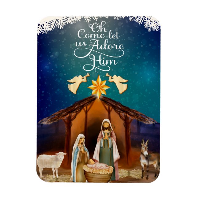 Magnet Flexible "Oh Come Let Us Adore Him" Nativity Christmas (Vertical)