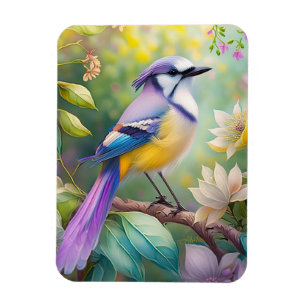 Magnet Flexible Oiseau de fantaisie Geai Violet Touffeté