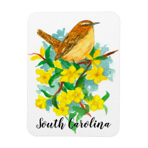 Magnet Flexible Oiseau d'État de Caroline du Sud Wren Aquarelle