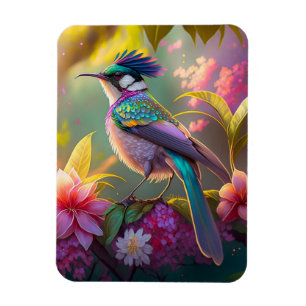 Magnet Flexible Oiseau fantastique à ailes arc-en-ciel et crête bl