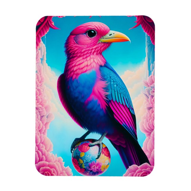 Magnet Flexible Oiseau rose et bleu (Vertical)