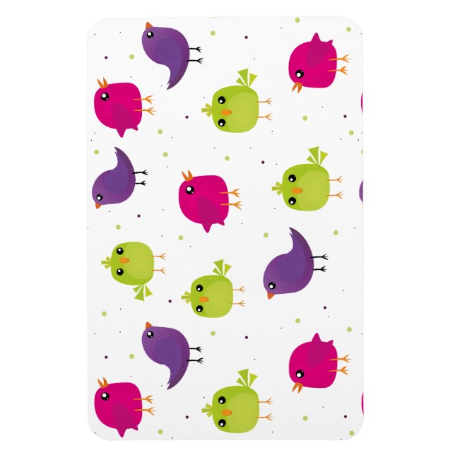 Magnet Flexible Oiseaux colorés mignons  (Vertical)