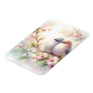 Magnet Flexible Oiseaux d'amour de printemps Fleur de cerisier Flo