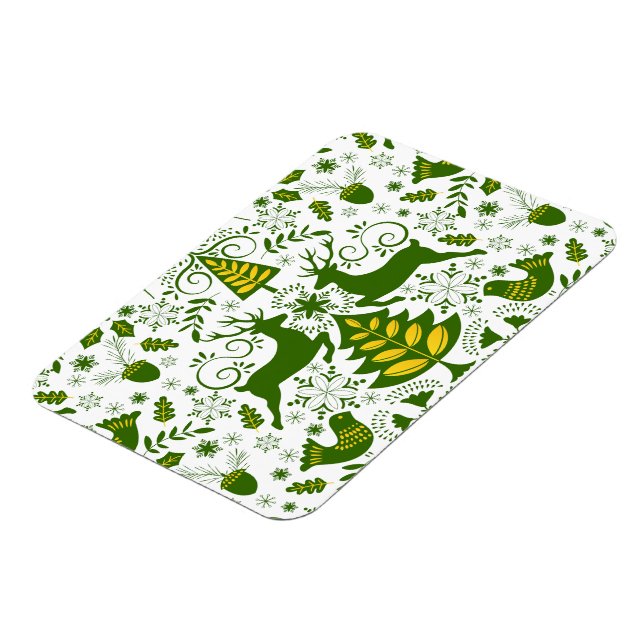 Magnet Flexible Oiseaux de cerfs en fleurs de Noël or (Côté Gauche)