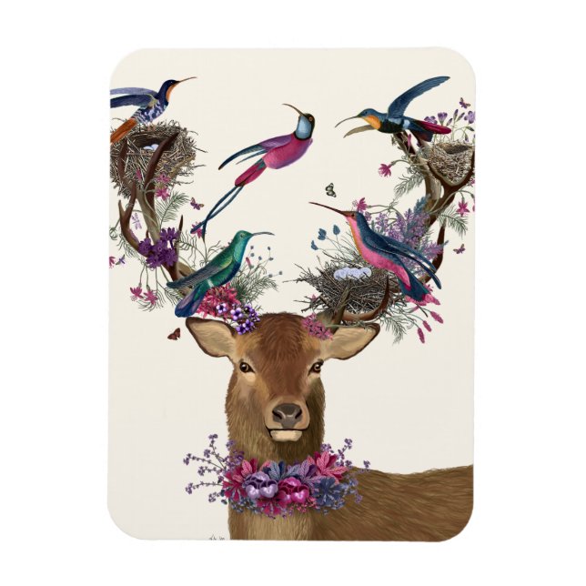 Magnet Flexible Oiseaux de cerfs, nids d'oiseaux tropicaux (Vertical)
