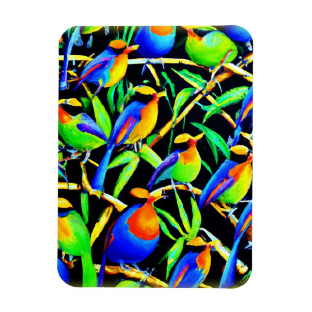 Magnet Flexible Oiseaux Sur Peinture D'Arbre. Commandez dès mainte (Vertical)
