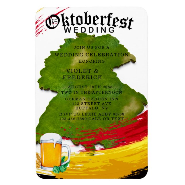 Magnet Flexible Oktoberfest Allemagne Mao Mariage Celebration Invi (Vertical)