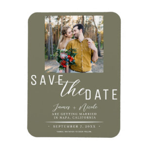 Magnet Flexible Olive Green Save the Date Photo Mariage