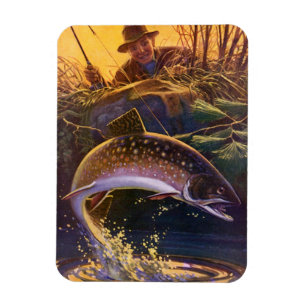 Magnet Flexible Ombre Fario Poisson Pêcheur, Pêche Sportive Vintag