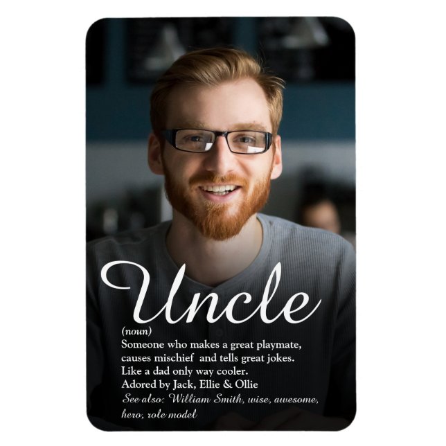 Magnet Flexible Oncle, Définition du bouton Script Photo Fun (Vertical)