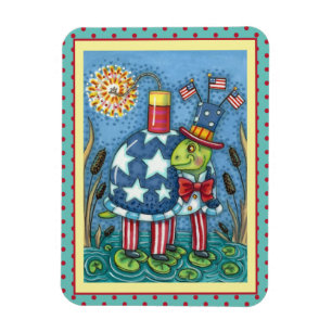 Magnet Flexible Oncle PATRIOTIQUE SAM TURTLE, FUNNY FIRECRACKER Cu