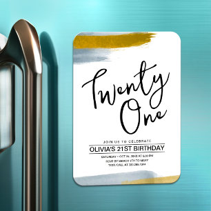 Magnet Flexible Or élégant simple 21ème anniversaire invitation ca