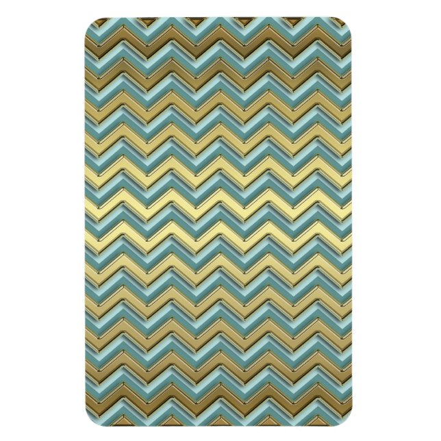 Magnet Flexible Or et Turquoise Motif Chevron (Vertical)