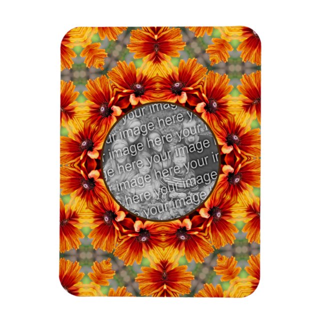 Magnet Flexible Orange Black Eyed Susan Daisy Ajouter Votre Photo (Vertical)