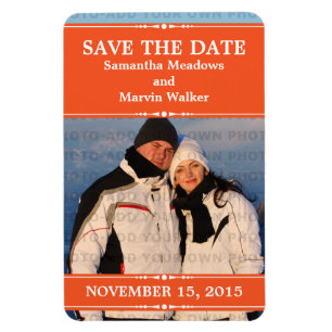 Magnet Flexible Orange Simple Chic Photo Enregistrer l'aimant Date