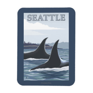 Magnet Flexible Orca Whales #1 - Seattle, Washington