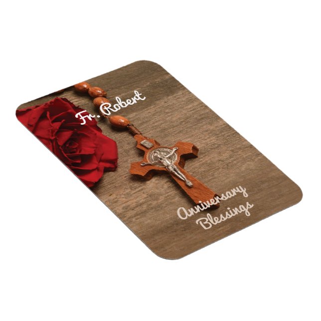 Magnet Flexible Ordination du prêtre Anniversaire Rose rouge et Ro (Côté Droit)