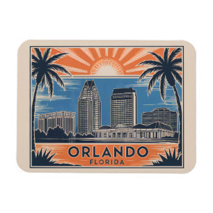 Magnet Flexible Orlando Florida Skyline Style Vintage du milieu du