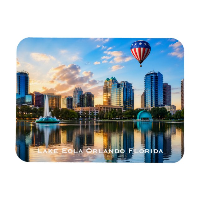 Magnet Flexible Orlando Floride Skyline Lac Eola Montgolfière (Horizontal)