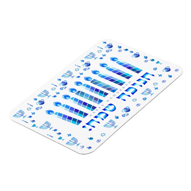 Magnet Flexible Ornement bleu de la fête d'Hanoukka (Côté Gauche)