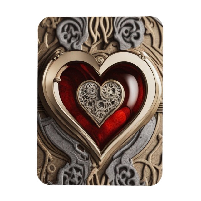 Magnet Flexible Ornement mystérieux au coeur rouge (Vertical)