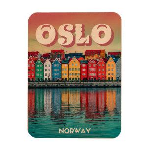 Magnet Flexible Oslo maisons colorées Norvège vintage et cadeaux