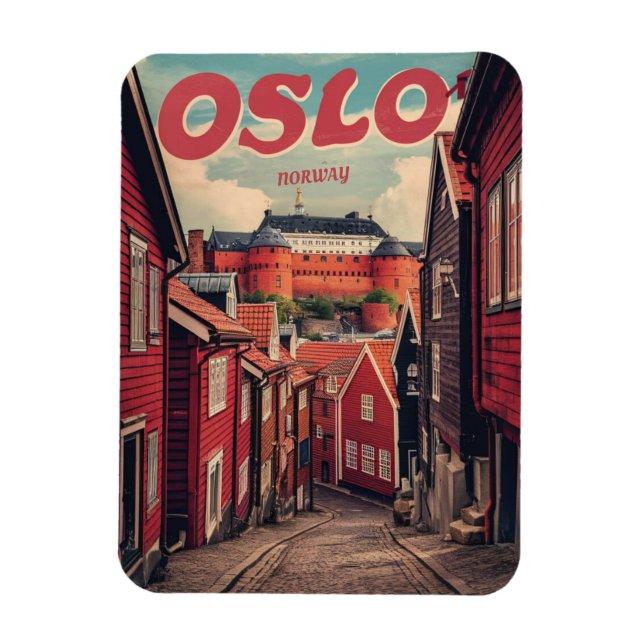 Magnet Flexible Oslo Norvège souvenirs vintages et cadeaux (Vertical)