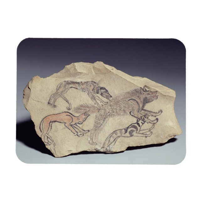 Magnet Flexible Ostracon depicting a dog chasing a hyena (limeston (Horizontal)