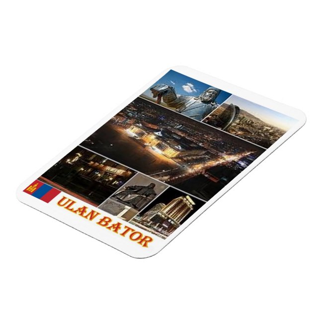 Magnet Flexible Oulan Bator - Mongolie - Mosaïque - Aimant (Côté Gauche)