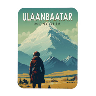 Magnet Flexible Oulan-Bator Mongolie Voyage Art Vintage