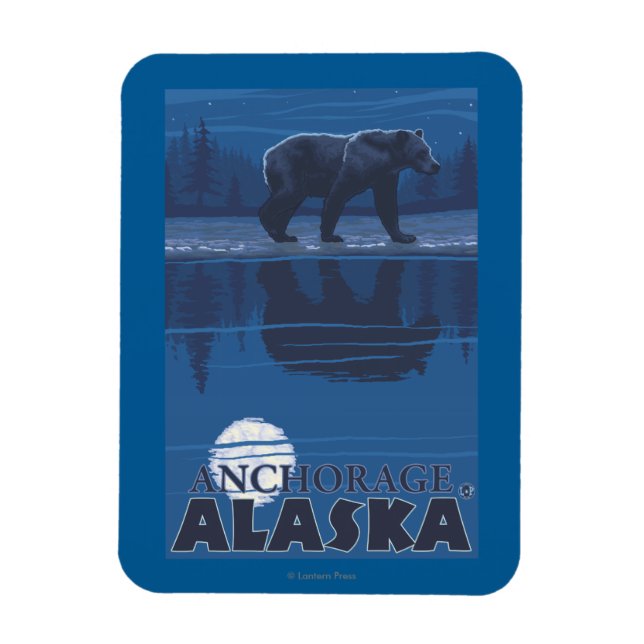 Magnet Flexible Ours au clair de lune - Anchorage, Alaska (Vertical)