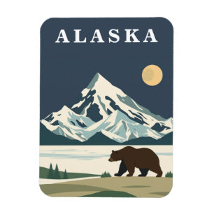 Magnet Flexible Ours Brun Alaska Voyage Ancien